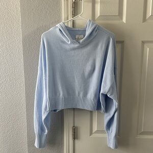 Aerie Offline Light Blue Cropped Hoodie Sweater